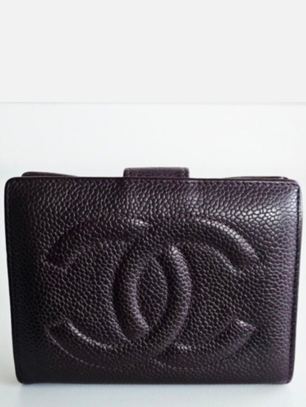 Chanel Burgundy Caviar Leather Kisslock Wallet
